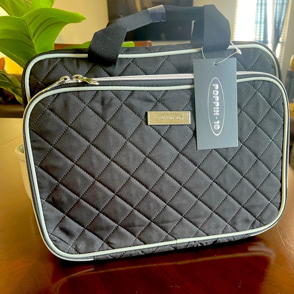 Black Quilted Cosmetic Bag